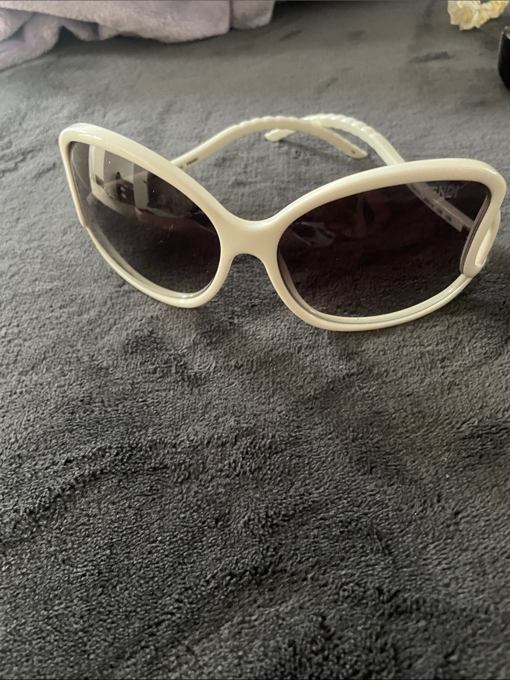 Fendi Cream Frame Sunglasses with Dark Brown Lenses